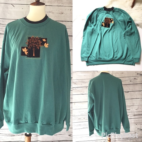 Top Stitch Sweaters - Top stitch  sweatshirt embroidered plus size 3X